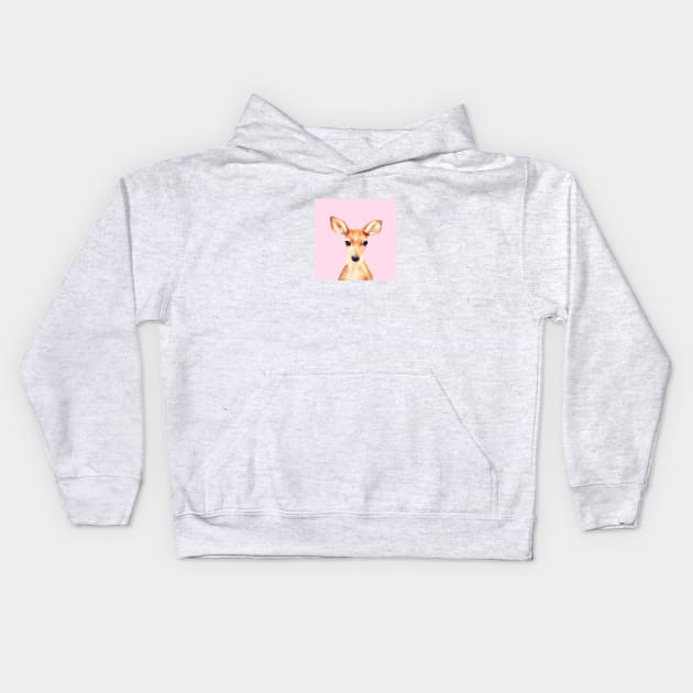 Baby Deer on Rosa Background Kids Hoodie by lordy